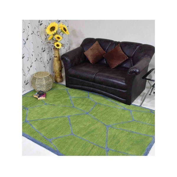 Glitzy Rugs 9 x 12 ft. Hand Tufted Wool Contemporary Area Rug, Green & Blue UBSK00692T1303A17